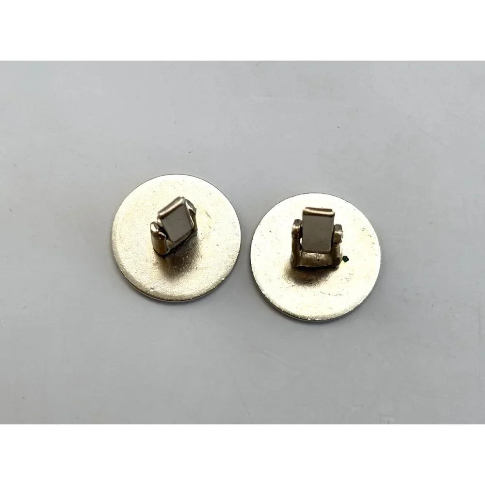 Textured 80's Style Retro Gold Toned Round Vintage Cuff Links